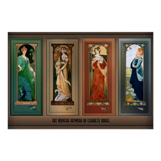 Poster Élisabeth Sonrel Art Nouveau Maiden Bird Series (Devant)