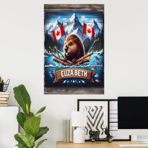Poster Elizabeth Canadian Beaver And Mountains