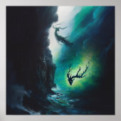 Poster Elk Antlers Magique Witchy AI Art Matte Value (Devant)