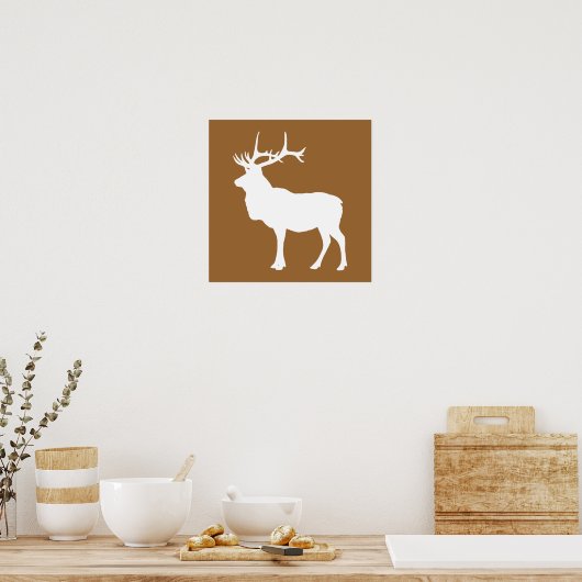 Poster Elk Brown et blanc (Cuisine)