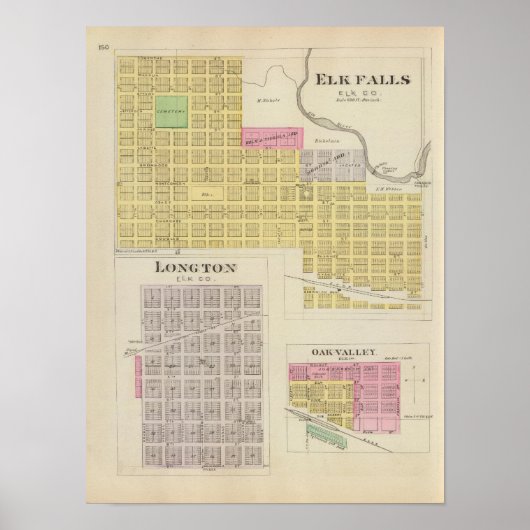 Poster Elk Falls, Longton, Oak Valley, Kansas (Devant)