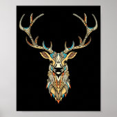 Poster Elk Head _ Face Artistic Illustration Graphic (Devant)
