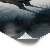 Poster Elk Misty Mountains Aquarelle Découpage (Coin)