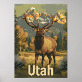Poster Elk Utah vintage (Devant)