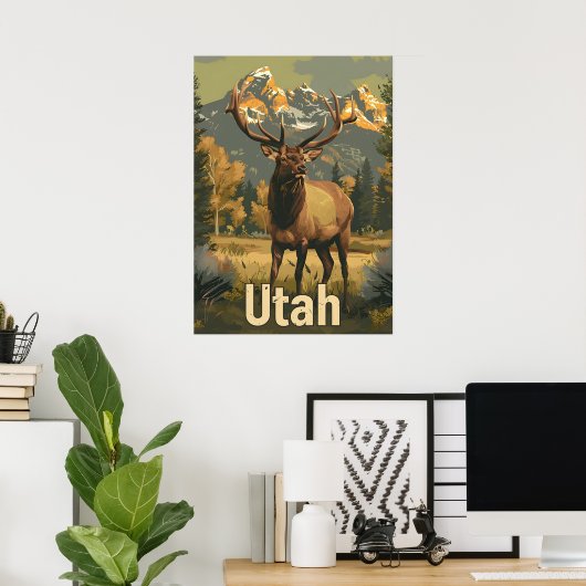 Poster Elk Utah vintage (Bureau à domicile)