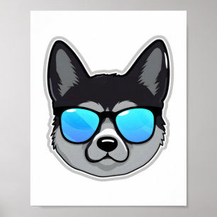 Poster Elkhound norvégien en lunettes de soleil Cool Clas