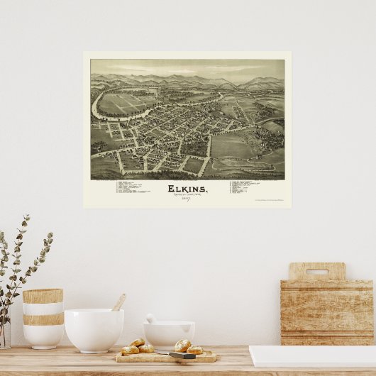 Poster Elkins, WV Panoramic Map - 1897 (Cuisine)