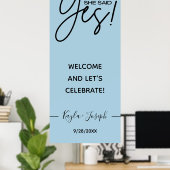Poster Elle A Dit Oui Bannière Bleu Doux Fiançailles Bien (Bureau à domicile)