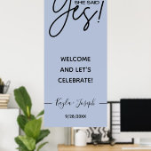 Poster Elle a dit Oui bannière Dusty bleu Fiançailles bie (Bureau à domicile)