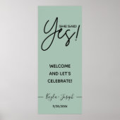 Poster Elle a dit Oui bannière Sage green Fiançailles bie (Devant)