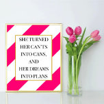 Poster Elle A Transformé Ses Canettes En Canettes, Impres<br><div class="desc">Imprimée D'Art De Bureau,  Elle Transforme Ses Canettes En Canettes,  Accessoires De Bureau Pour Femmes,  Imprimés De Devis,  Décor À Couple,  Décor De Bureau,  Affiche Motivationnelle</div>