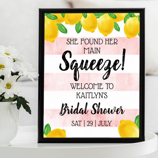 Poster Elle a trouvé son Lemon Bridal Shower Main Squeeze