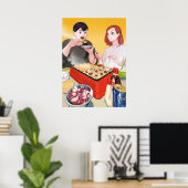 Poster Elle adore cuisiner et elle aime manger Promo (Bureau à domicile)