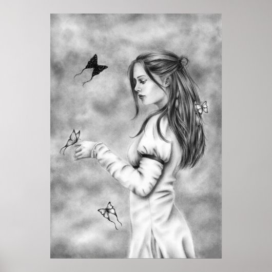 Poster Elle avec l'affiche des papillons (Devant)