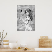 Poster Elle avec l'affiche des papillons (Cuisine)