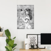 Poster Elle avec l'affiche des papillons (Bureau à domicile)