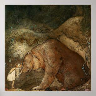 Poster « Elle embrassa l'ours » de John Bauer
