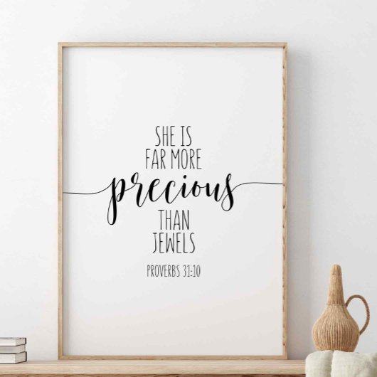 Poster Elle Est Bien Plus Précieuse Que, Proverbes 31:10
