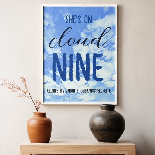 Poster Elle est Sur Cloud Nine ! Fête des mariées/Bachelo