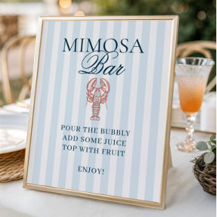Poster Elle est un bon parti Bar à mimosa rayé homard