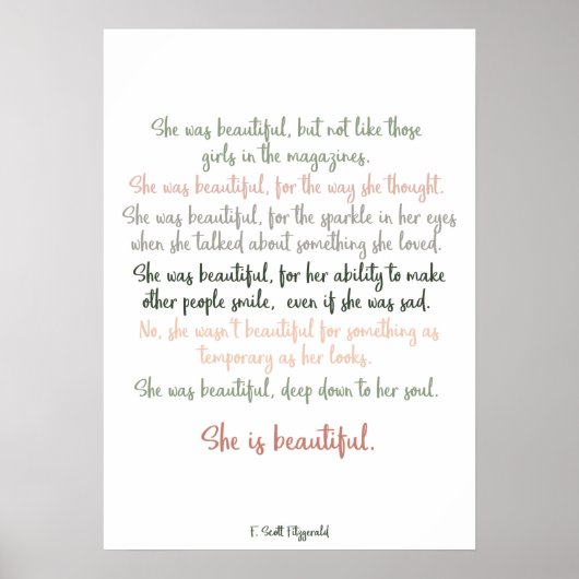 Poster Elle Était Belle Par F. Scott Fitzgerald (Devant)