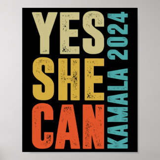 Poster Elle Peut Kamala 2024 Couleurs Rétro