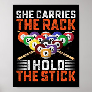 Poster Elle Porte Le Rack Que Je Tiens Le Bâton Billiards
