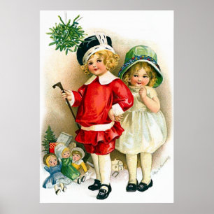 Poster Ellen H. Clapsaddle: Boy and Girl with Toys