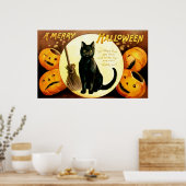 Poster Ellen H. Clapsaddle : Chat Halloween (Cuisine)