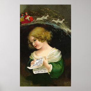 Poster Ellen H. Clapsaddle - Christmas Girl with Letter