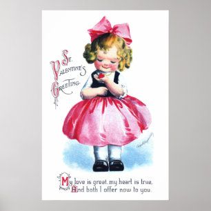 Poster Ellen H. Clapsaddle : Fille au coeur