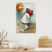 Poster Ellen H. Clapsaddle : Fille avec Jack O'Lantern (Cuisine)