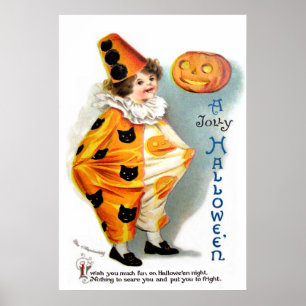 Poster Ellen H. Clapsaddle : Harlequin de Halloween