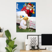 Poster Ellen H. Clapsaddle : J'écoute Père Noël (Bureau à domicile)