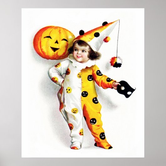 Poster Ellen H. Clapsaddle : Petit Arlequin Halloween (Devant)