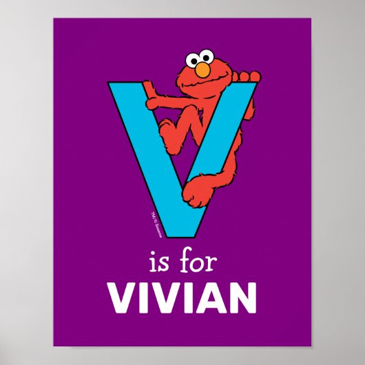 Poster Elmo Alphabet | V Blue (Devant)