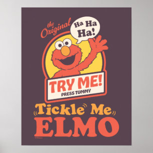 Poster Elmo qui fait coucou graphique rétro Tickle Me Elm