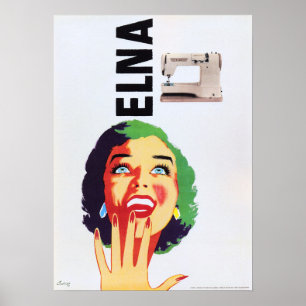 Poster ELNA Sewing Machine Publicité Vintage Pop Art