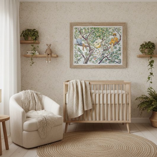 Poster Elsa Beskow vintage Jardin Enchanté 