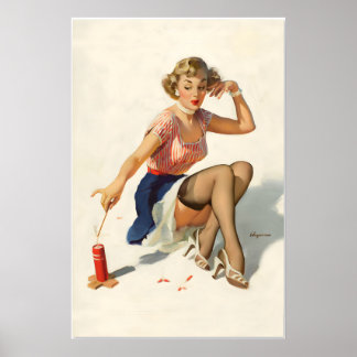 Poster Elvgren Sexy PinUp Girl This Doesn't Keep the Cha