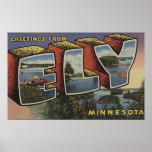 Poster Ely, lettre ScenesEly, manganèse de MinnesotaLarge