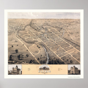 Poster Elyria, OH Carte panoramique - 1868