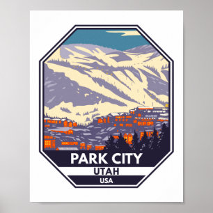 Poster Emblem de la région d'hiver de Park City Utah