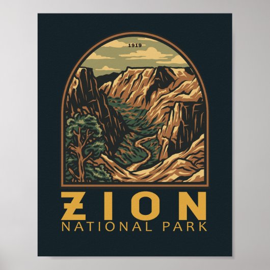 Poster Emblem rétro du parc national de Zion (Devant)