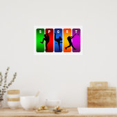 Poster Emblème de baseball multicolore (Cuisine)