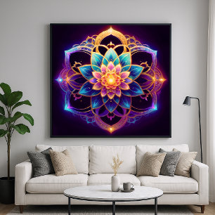 Poster Emblème de Lotus - Floral Géométrique Abstrait Vib