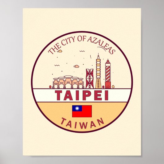 Poster Emblème de Taïpei Taïwan City Skyline (Devant)