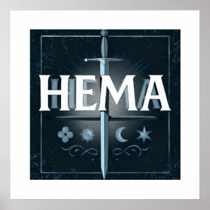 Poster Emblème d'épée médiévale HEMA – Style Graffiti Ble