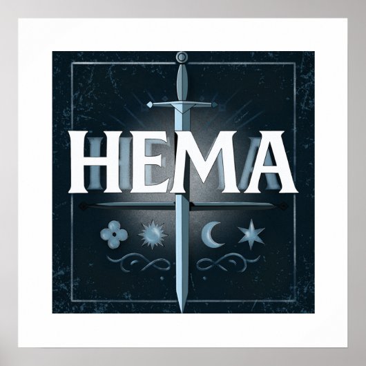 Poster Emblème d'épée médiévale HEMA – Style Graffiti Ble (Devant)