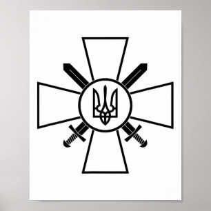 Poster Emblème des forces terrestres ukrainiennes Armée u